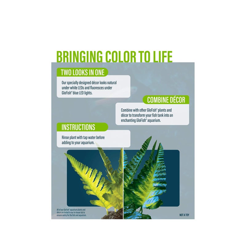 GloFish Yellow Fern Plant Aquarium DÃ©cor, Green and Yellow Medium, Fluorescent Under Blue LED Light - Image 3